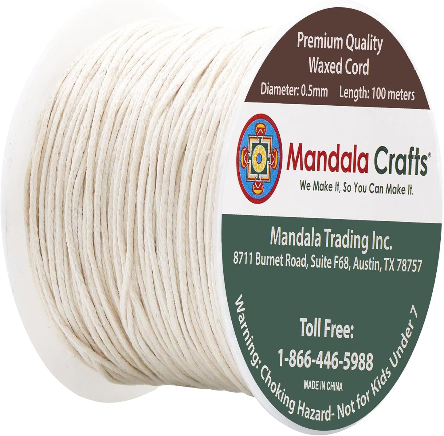 Mandala Crafts 0.5mm 109 Yards Ivory Cotton Waxed Cord for Jewelry Making Bracelet Cord Waxed String - Beading String Thread Jewelry Cords for Necklaces String