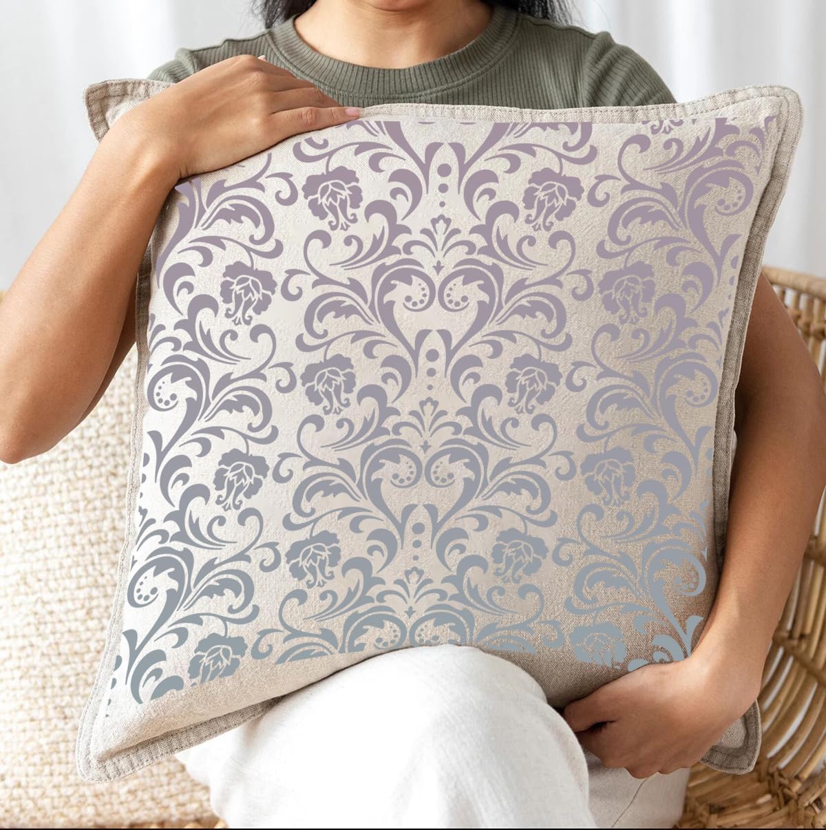 Damask Stencils for Walls 12inch Damask Stencil Large Texture Stencils Mixed Medium Layering Templates for Painting on Wood Furniture Canvas Paper Fabric