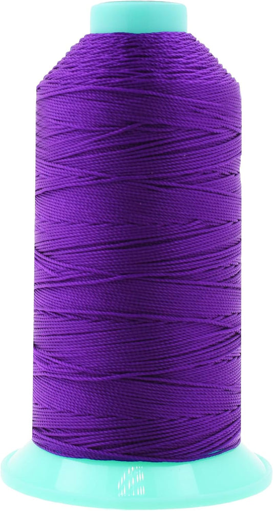 Mandala Crafts Bonded Nylon Thread True Purple Heavy Duty Sewing Threads - 415 YDs Size 346 210D T350 Tex 350 Thread for Leather Jeans Weaving Outdoor Marine Upholstery Threads