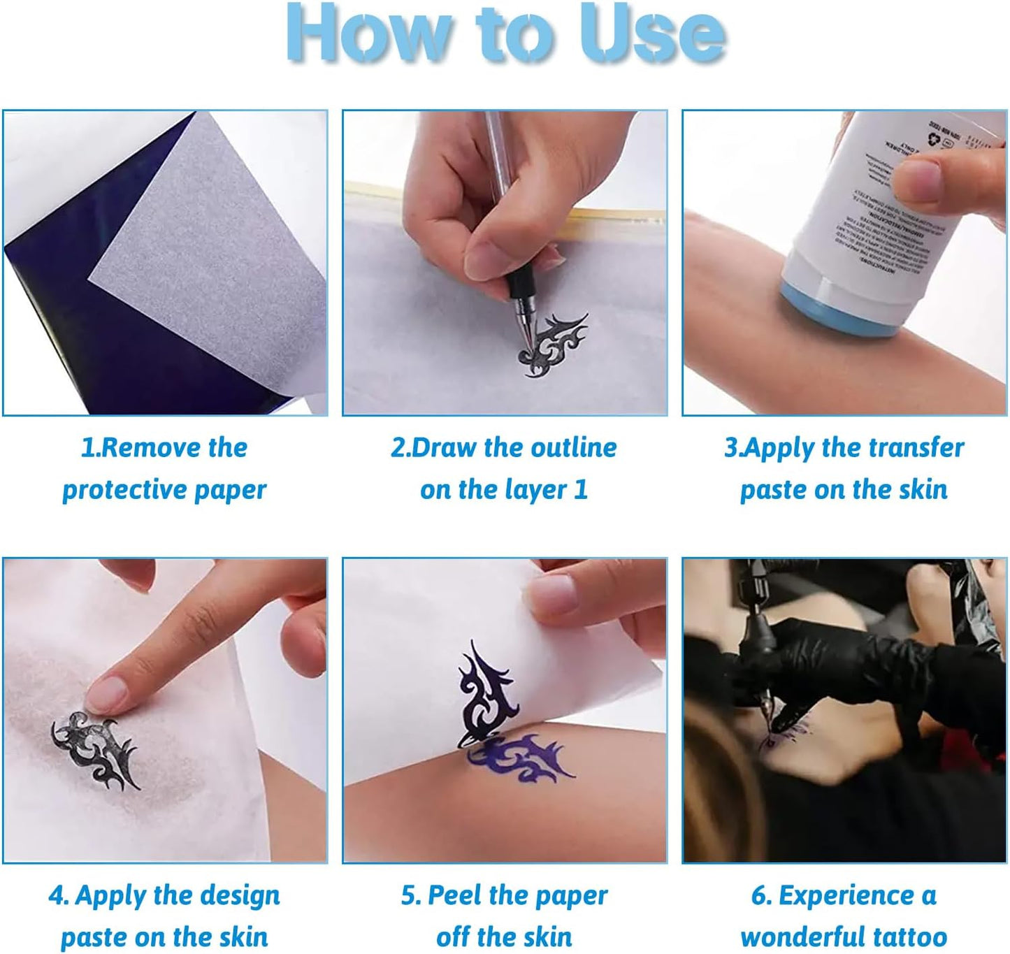 Combofix Tattoo Transfer Paper, 100 Sheets Thermal Stencil Transfer Paper for tattooing, Tattoo Tracing Paper A4 Size with Tattoo Supplies