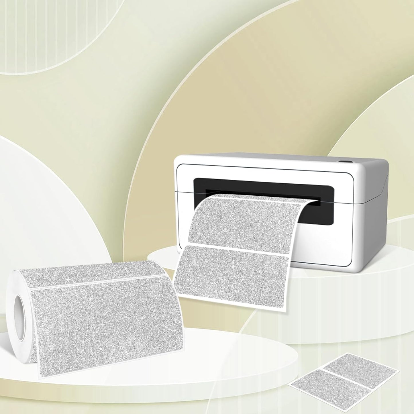 2" x 4" Glitter Silver Thermal Label Stickers,Waterproof Thermal Printer Sticker Labels for Gift Wrapping, Self-Adhesive Name Price Tag DIY Custom Logo Design (250 pcs,Silver)