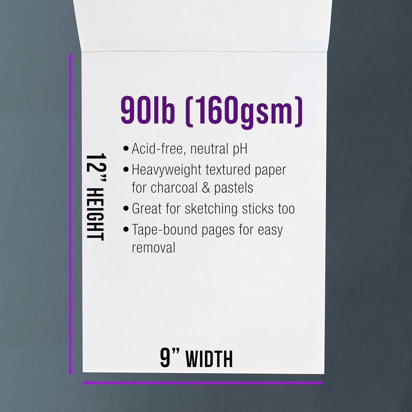 U.S. Art Supply 9" x 12" Premium Heavy-Weight Charcoal Sketchbook (2 Pack, 64 Sheets Total) - 90lb (160gsm) Sketch Book Pad for Charcoal, Pencil & Pastel Drawing