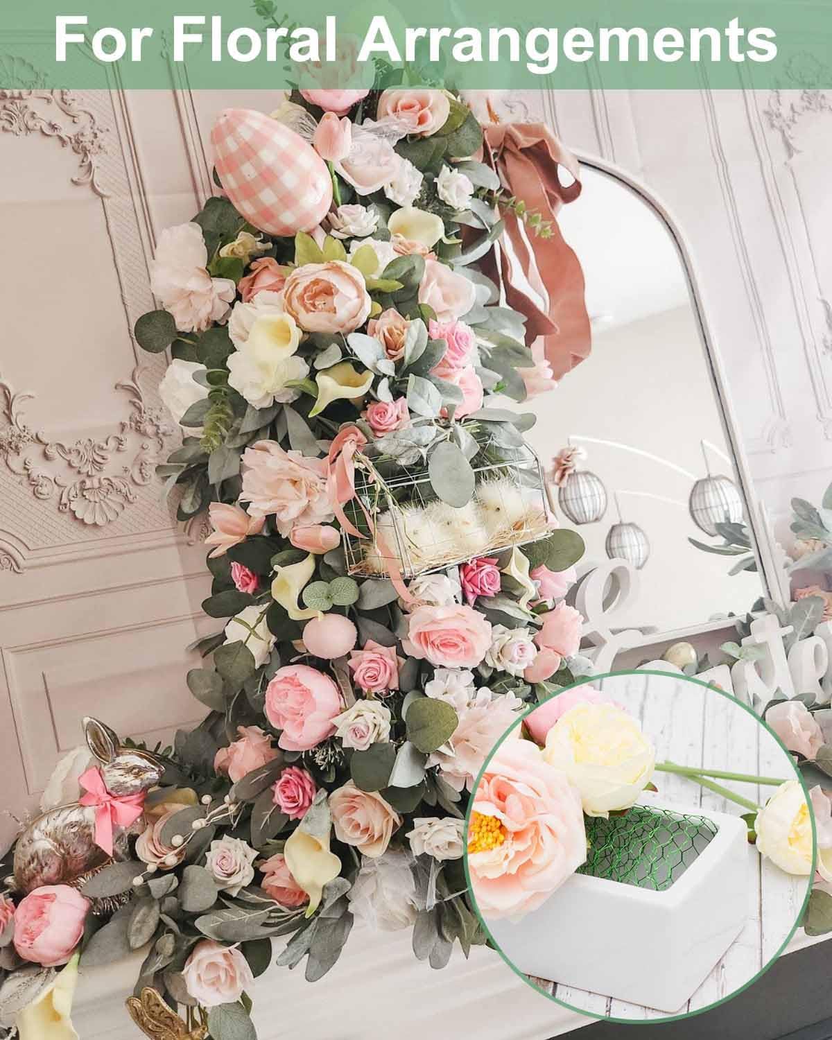 Chicken Wire for Floral Arrangements, 15.7 x 157 Inches Green Mesh, 0.6 Inch Hexagonal Galvanized PVC Coated Netting Fence for Crafts, Poultry, Garden