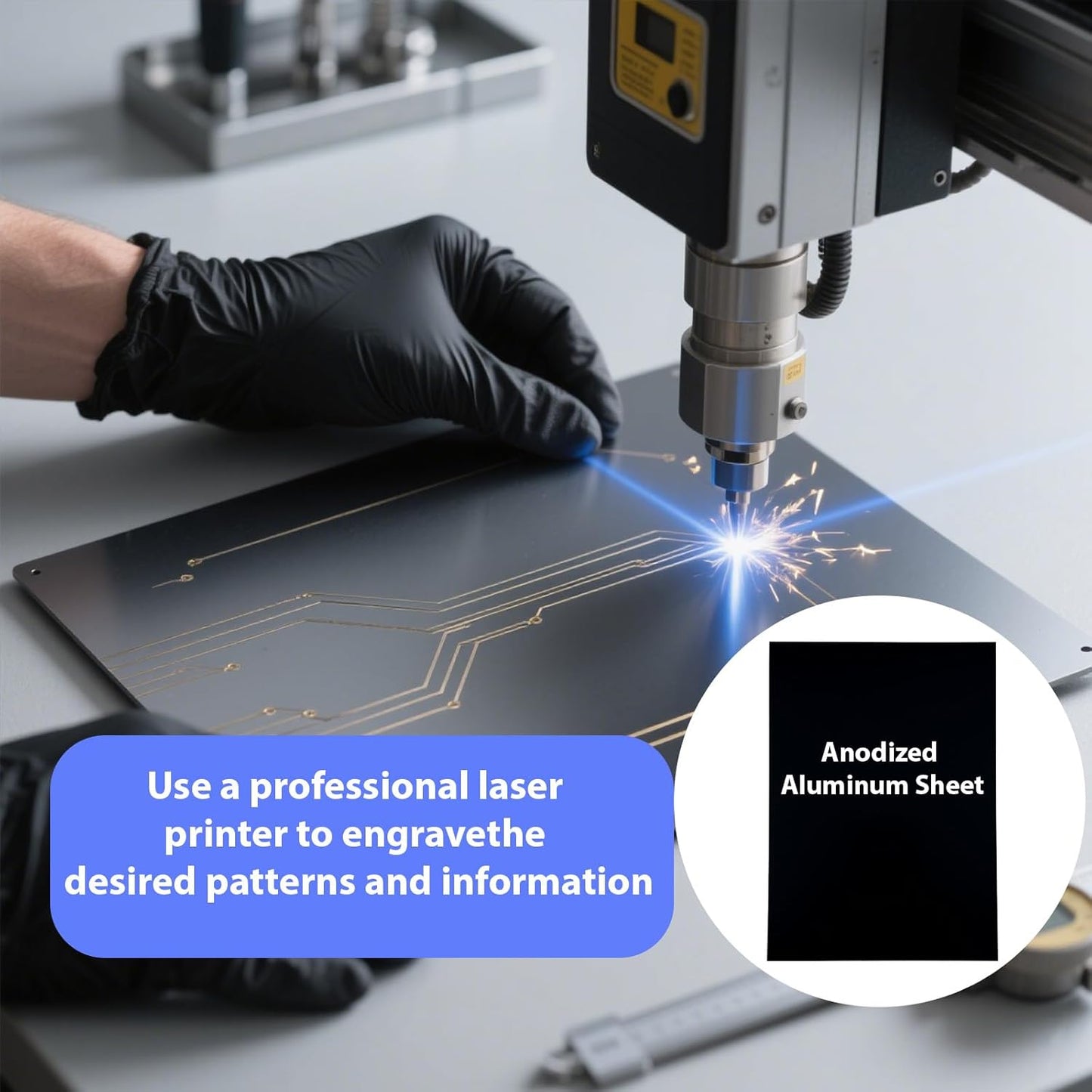 10Pcs Black Anodized Aluminum Sheet 5" x 7" x 1/32" (0.8mm) Corrosion-Resistant Metal Plates for Laser Engraving, DIY Crafting, Sign Making, Home Decor