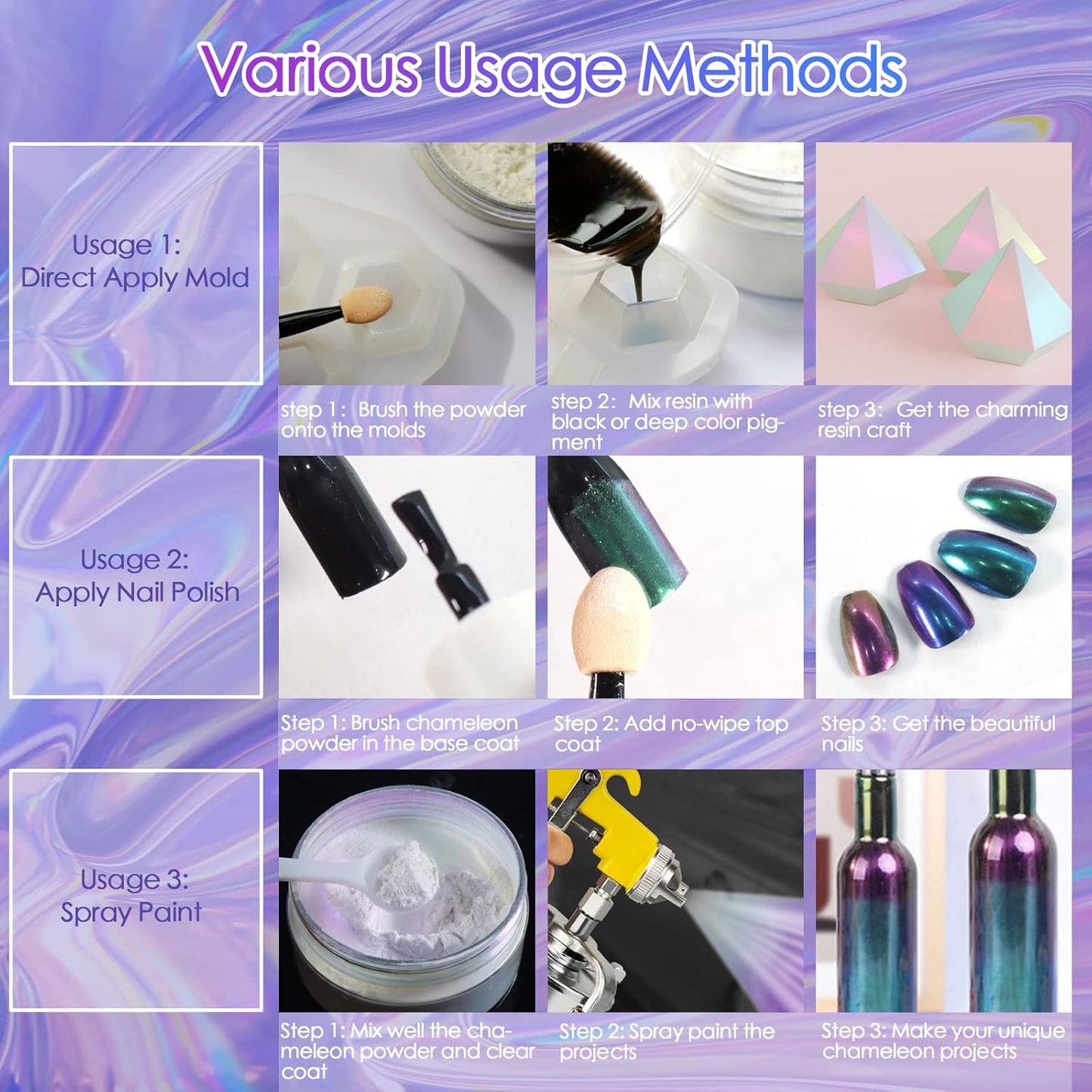 Ceya Highly Chameleon Mica Pigment, 1.8oz/ 50g Peacock Blue Teal Chrome Powder, Cosmetic Grade Pearlescent Effect Color Shift Pigment for Epoxy Resin, Makeup, Nail Polish, Soap Dye, Candle Making