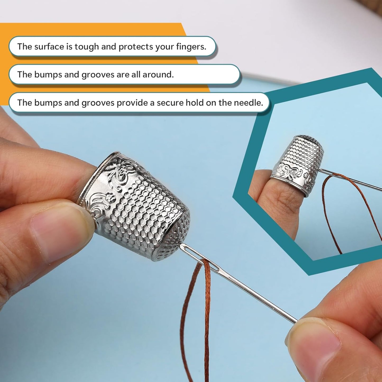 ZMAAGG 4PCS Sewing Thimbles for Hand Sewing, Metal Finger Protector, Quilting Craft Accessories for Knitting Needlework DIY Tools