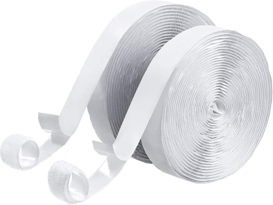 BRAVESHINE Industrial-Strength Self Adhesive Hook and Loop Roll - 0.8 Inch 16.5FT Double Side Hook and Loop Strips Fasteners Tape for Sewing, Pedal Board, Mounting or Hanging Items - White Tape