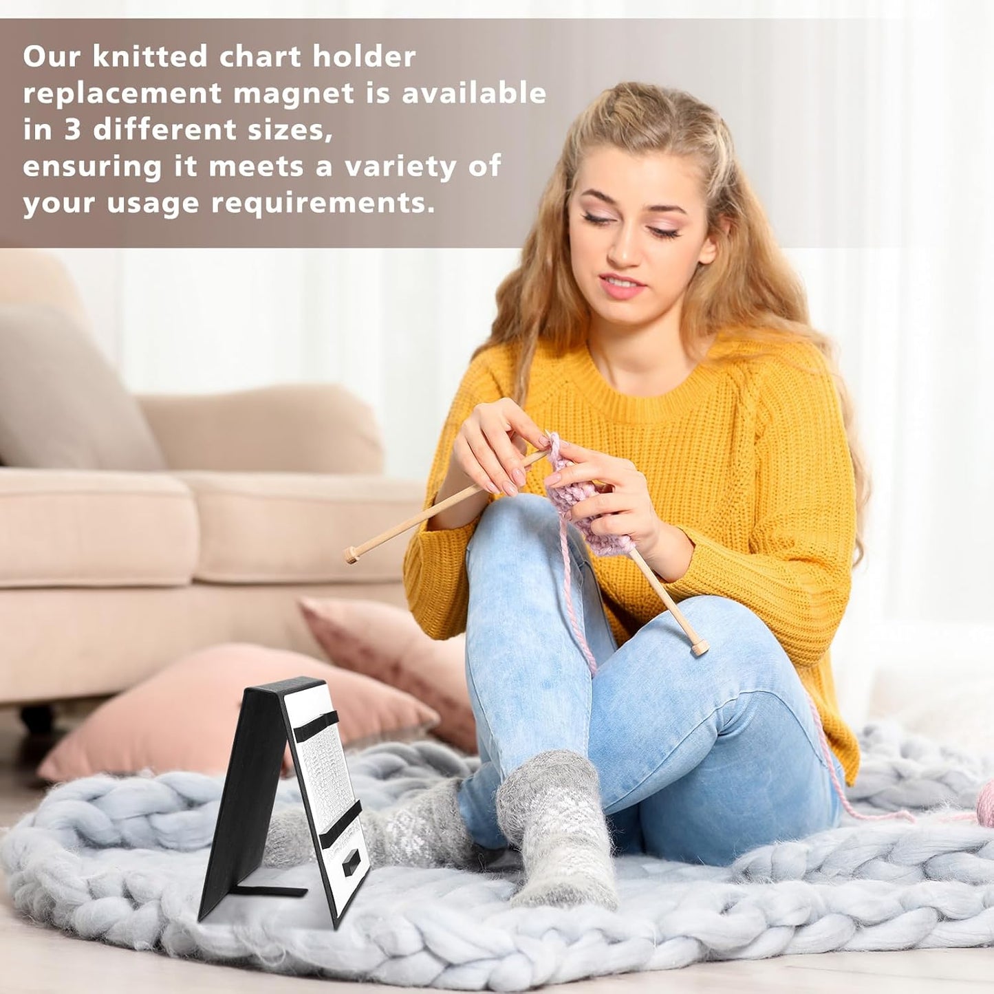 Flutesan 8 Pcs Knitting Chart Keeper Magnet Replacement Set Cross Stitch Line Keeper Knitting Pattern Holder Fold up Pattern Holder, Only Magnet(3 Size)