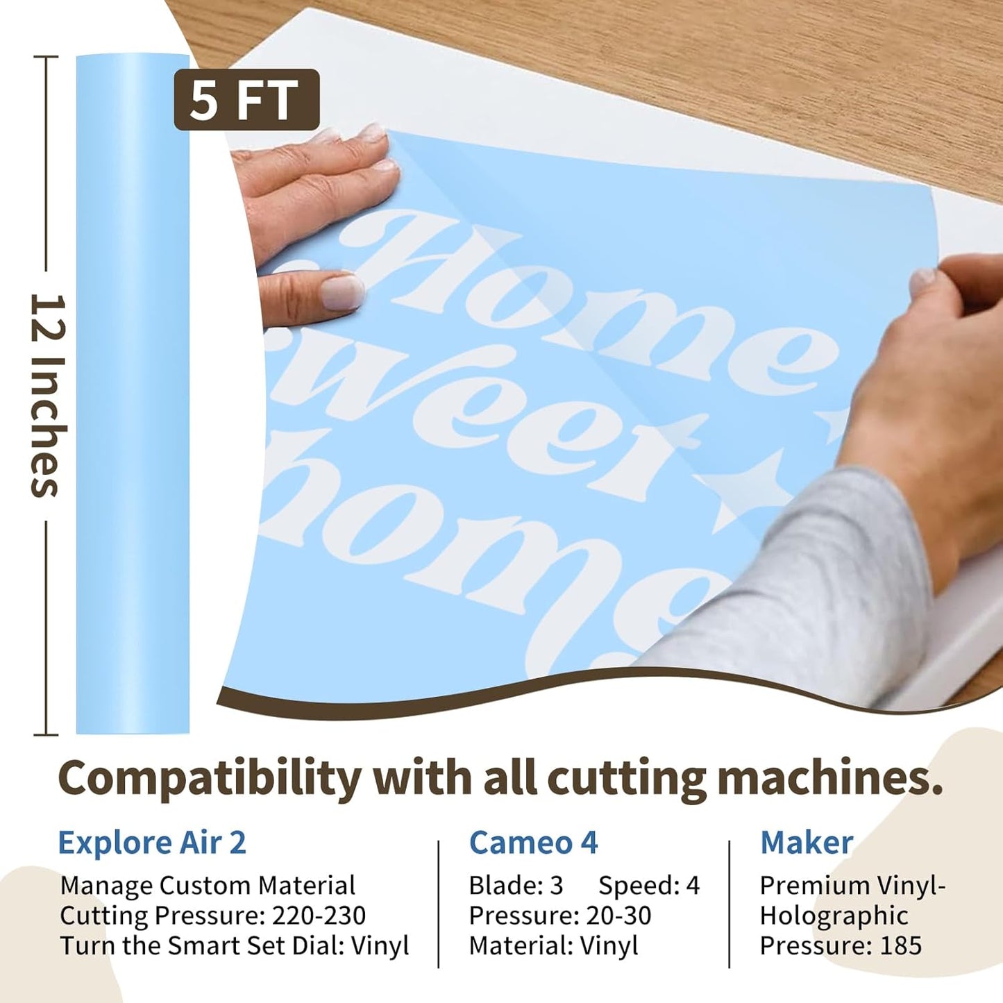 TECKWRAP Stencil Film Roll for Wood, Wall, Sticker - 12” x 5 FT/Roll Transparent Blue Adhesive Stencil Vinyl for Cutting Machines & Medium Tack Transfer Tape for Craft Decals,Signs, Windows, Stickers