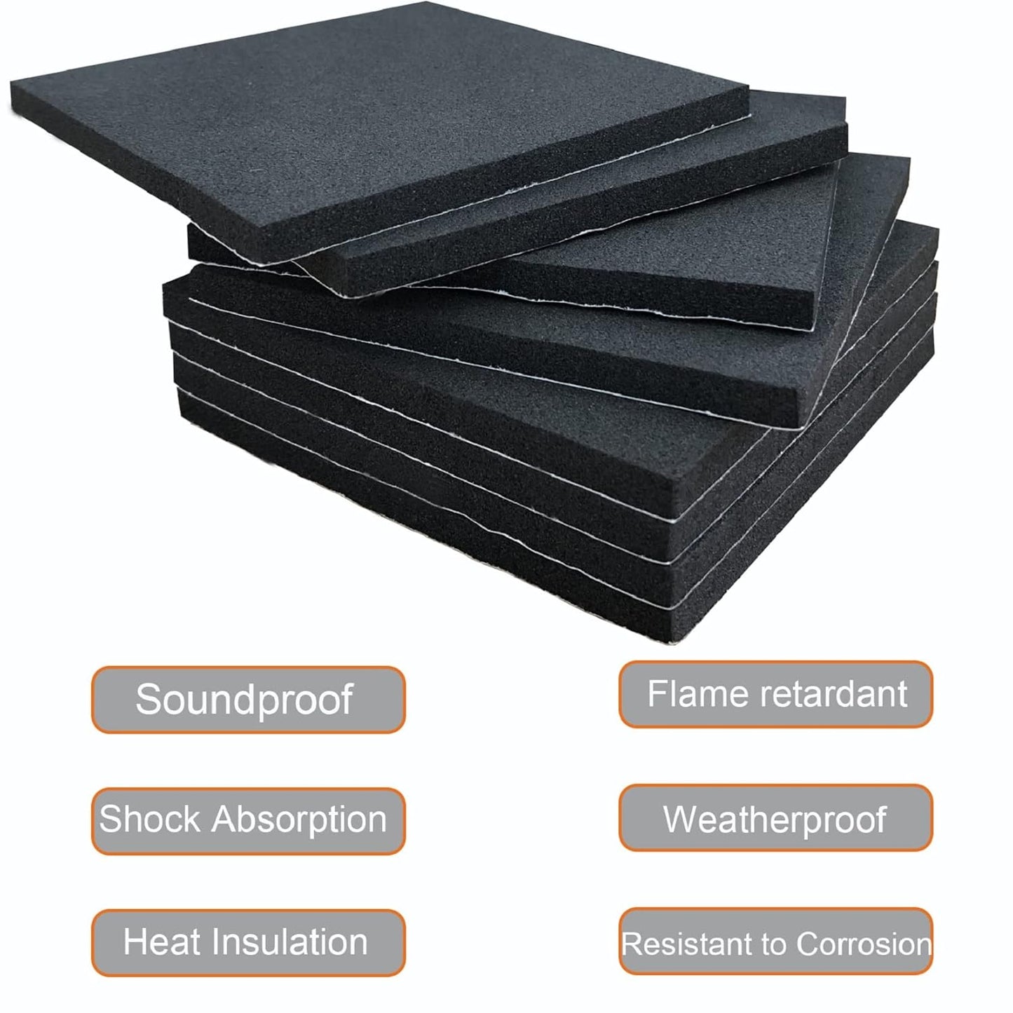 Rubber Adhesive Pads, 4 Pcs Closed Cell Foam Sheet Neoprene High Density Foam Anti Vibration Pads for Furniture Cars Speakers Black (6" x 6" x 1/4", 4 Pcs)