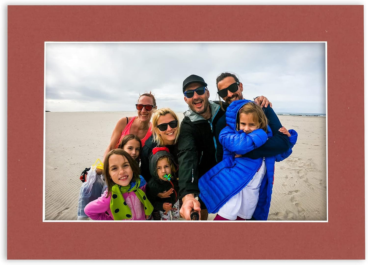 8x10 Mat Bevel Cut for 5.5x8.5 Photos - Acid Free Brick Red Precut Matboard With Backing Board and Crystal Clear, Self Seal Photo Mat Bag - For Pictures, Photos, Framing - 4-ply Thickness