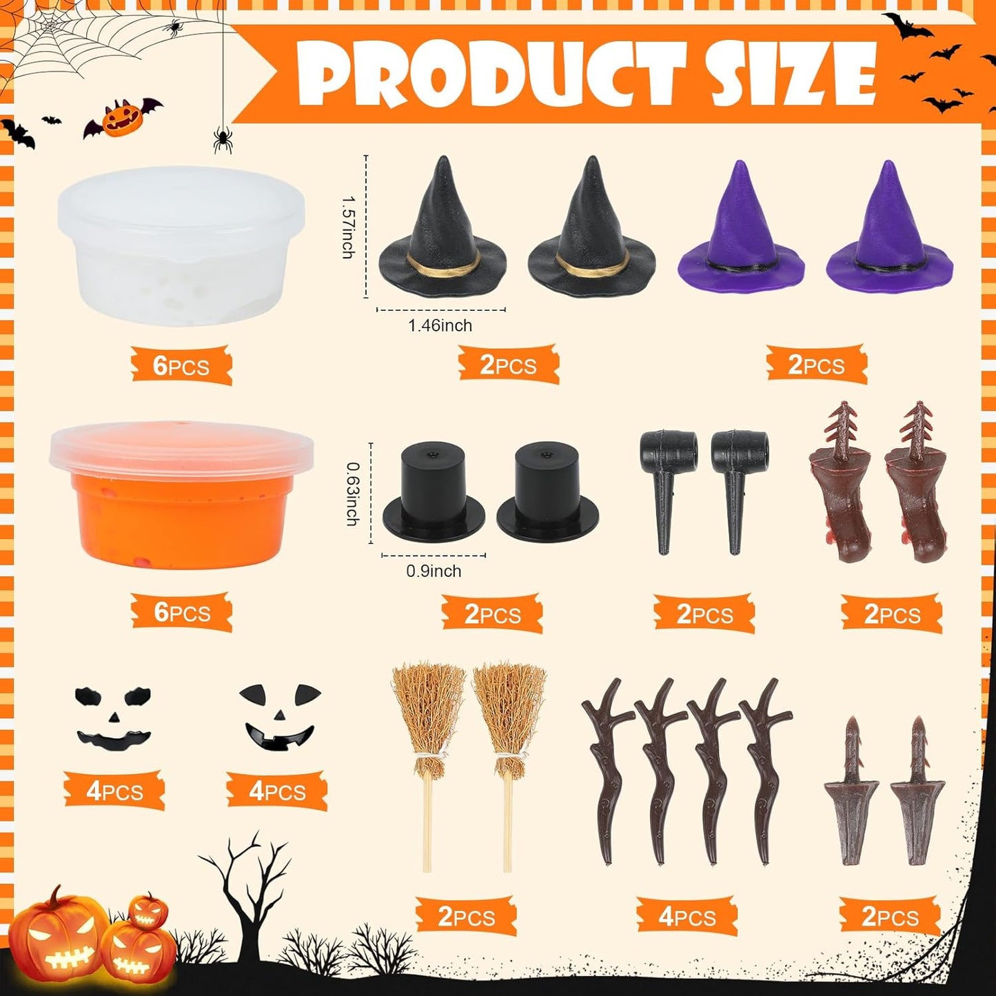 YOGFIT 36 Pack Halloween Pumpkin DIY Craft Clay Kit for Kids, Air Dry Moldable Clay DIY, Pumpkin Craft Kit for Halloween Decorations Indoor Outdoor Trick or Treat Party Favors