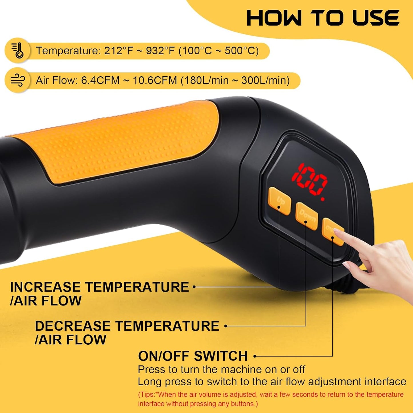 Heat Gun, 700W 212°F~932℉(100°C~500°C) Mini Soldering Heat Gun Hot Air Rework Station with LED Digital Display & 5Pcs Nozzles & 5Pcs Accessories for Crafting Shrink Tubing Electronics DIY(5FT)