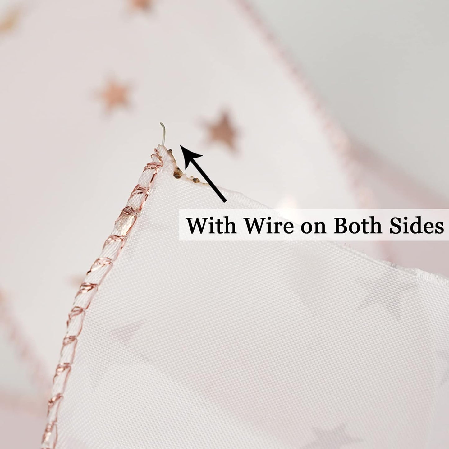 MEEDEE Rose Gold Star Satin Wired Ribbon - 2.5 Inch Pink Wedding Ribbon - 25 Yards Roll Christmas Decor