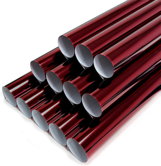 Sheet Metallic Foil Heat Transfer Vinyl Wine red, 12*10*12PCS Bundle Chrome HTV Pack inVibrant Colors for Stunning T-Shirt Designs! Perfect for DIY heat transfer vinyl (Wine red, 12*10*10PCS)