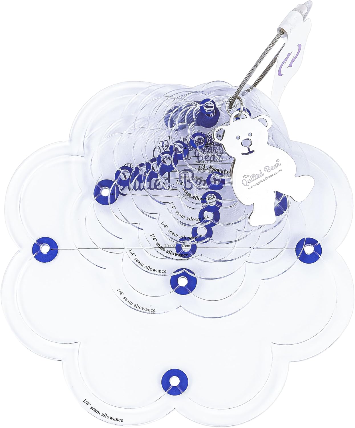 The Quilted Bear Flower Quilting Templates – 8 Clear Non-Slip Acrylic Quilt Templates for Precise Fabric Cutting & Stress-Free Machine Quilting - Ideal for Quilt & Sewing Supplies (¾–3")