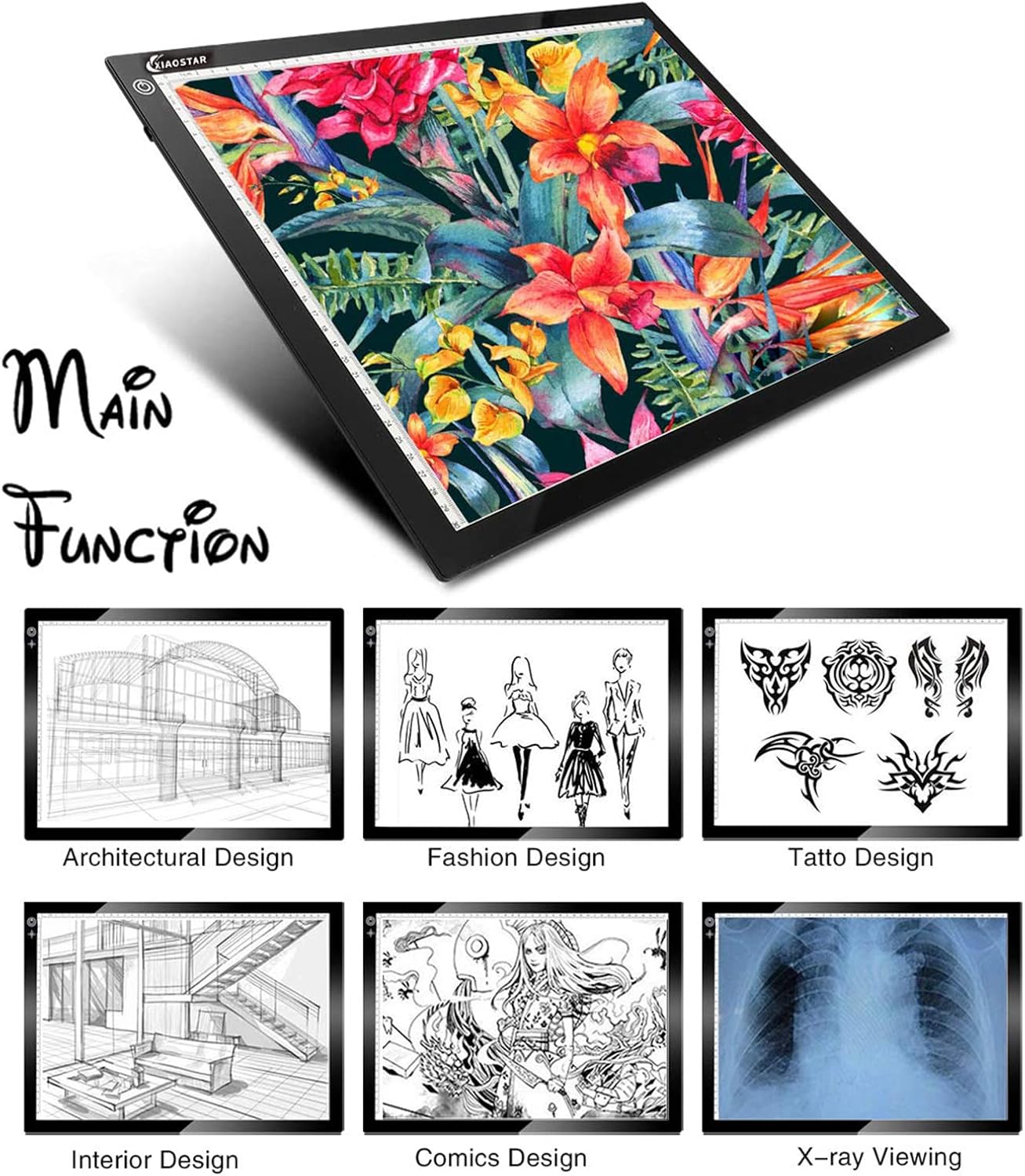 Light Box Drawing Pad A3, Tracing Board with Type-C Charge Cable and Brightness Adjustable for Artists, AnimationDrawing, Sketching, Animation, X-ray Viewing (A3-S)