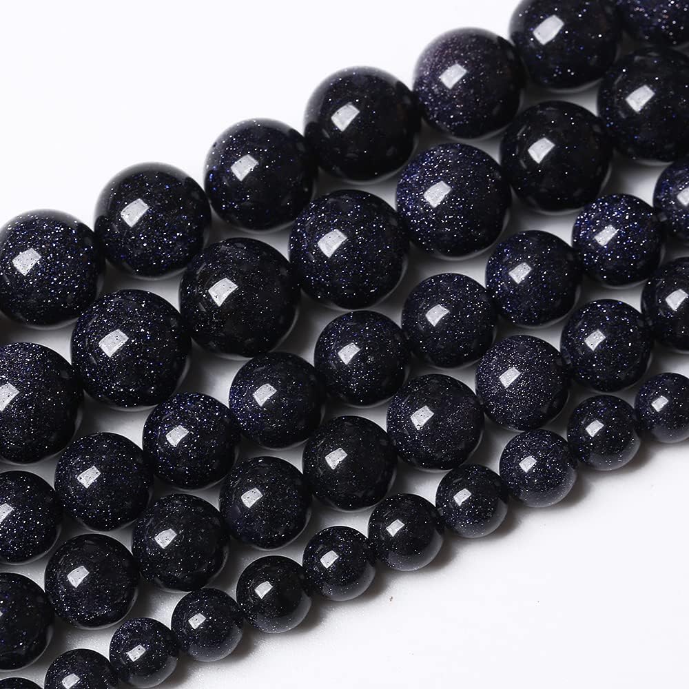 90PCS 4mm Starry Blue Sandstone Gemstone Beads Beads Natural Stone Round Loose Beads for Jewelry Making DIY Bracelet Necklace 15" Inch(Blue Sandstone, 4mm)