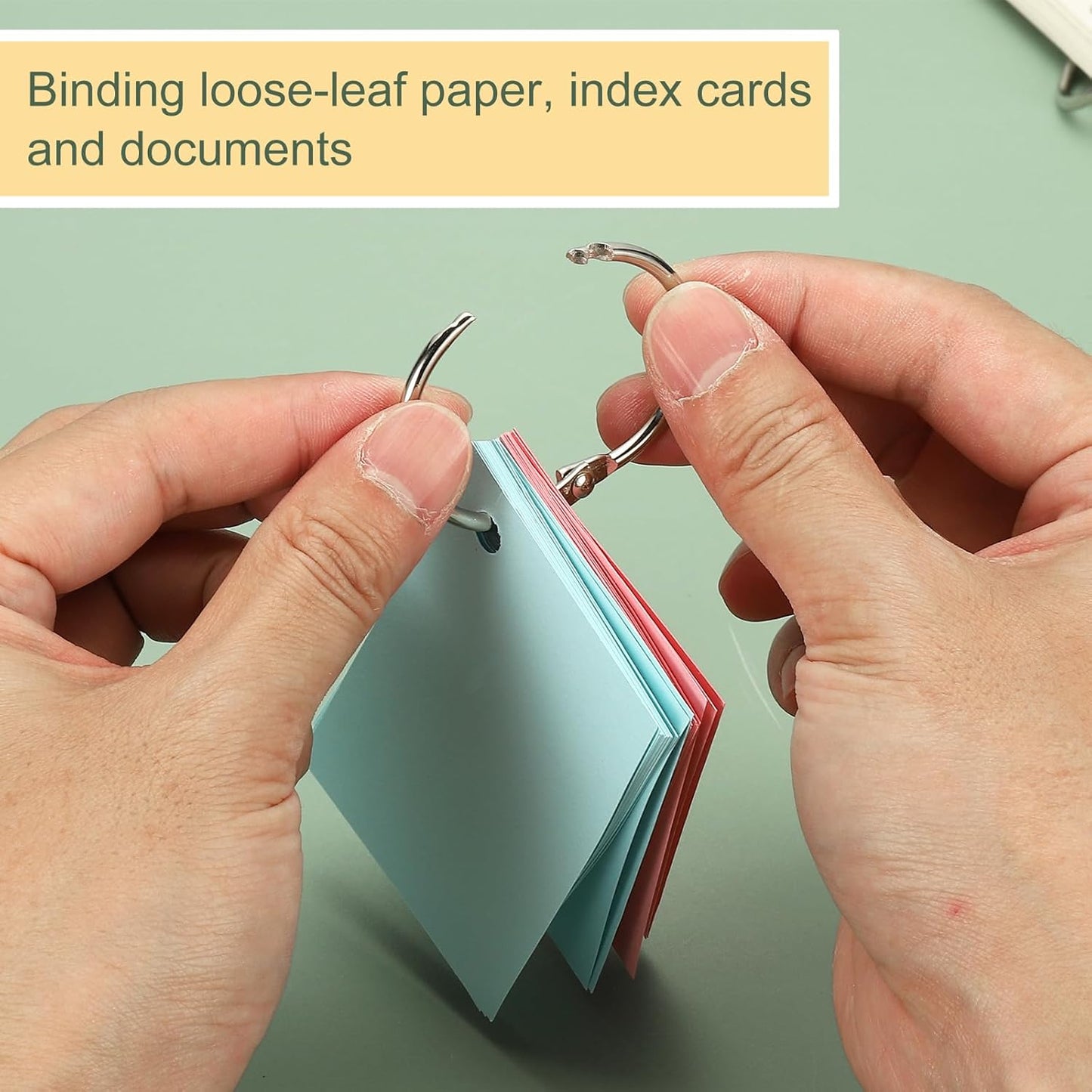 PATIKIL 3" x 3.2" Loose Leaf Binder Rings, 30 Pcs Metal Book Rings Nickel Keychain Ring for Paper Index Cards Flash Card Notebook Rings Office Home Book Binder, Silver Tone