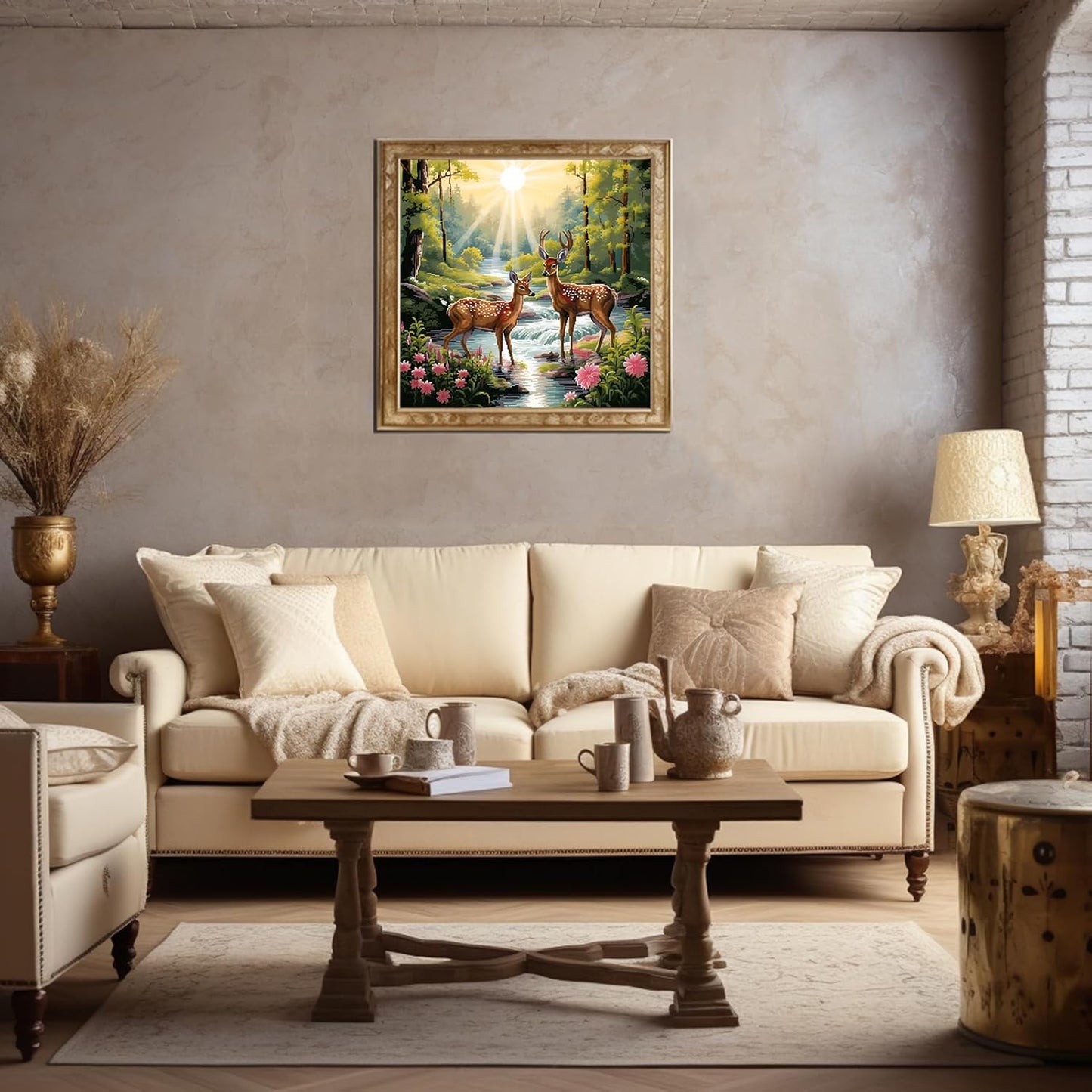 51buyoutgo 11CT Stamped Cross Stitch Kits for Adults - 16x16 in Beginner Embroidery Kit with Funny Easy Washable Deer Pattern, Pre Printed Fabric, Fit for DIY Home Decor, Mom Gifts & Stress Relief