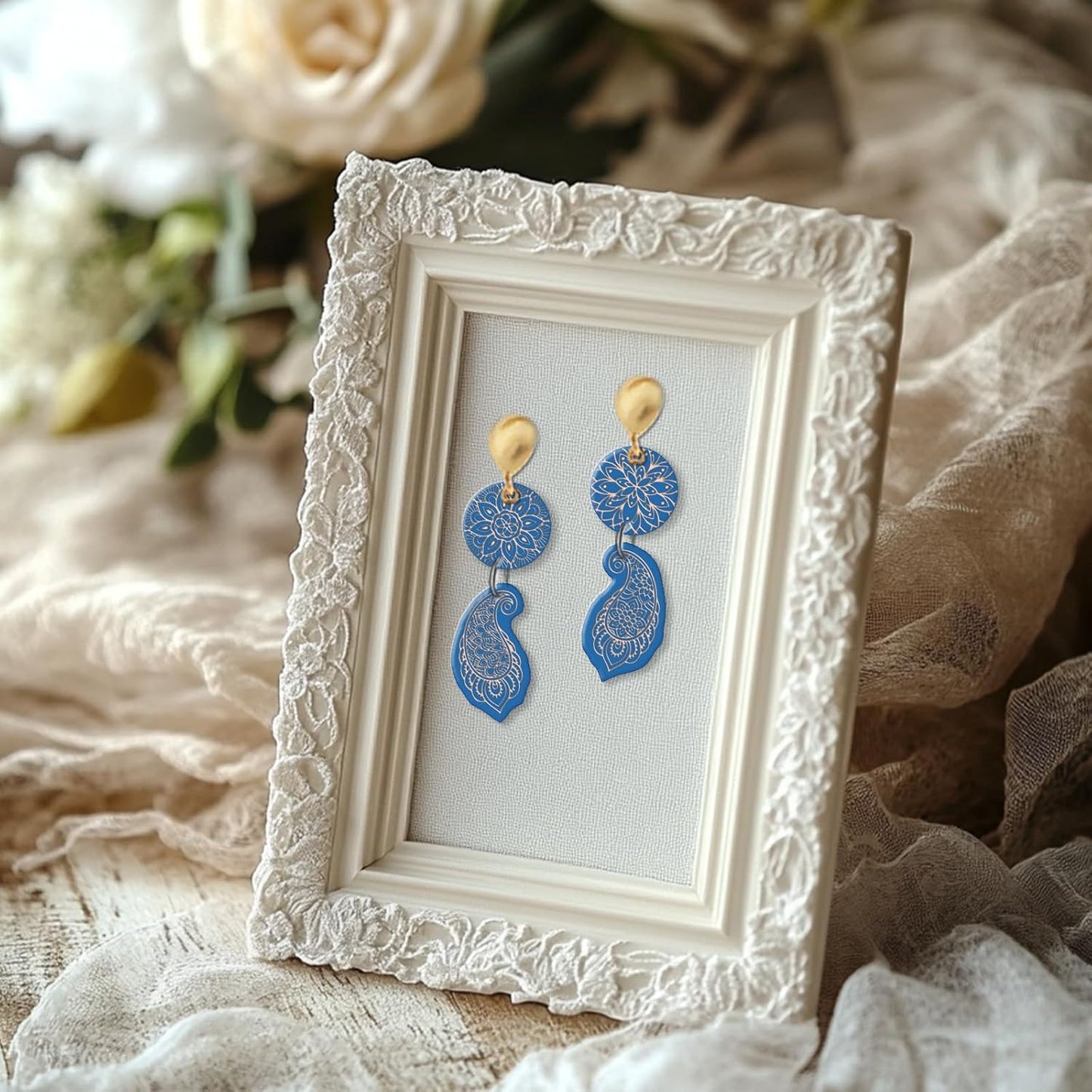 CHGCRAFT Mandala Polymer Clay Texture Sheets Single Mandala Floral Paisley Pattern Silicone Texture Stamp Clay Texture Mat Modeling Pattern Pad Sheets for Jewelry and Earrings Tools, 5.5x5.5 inch