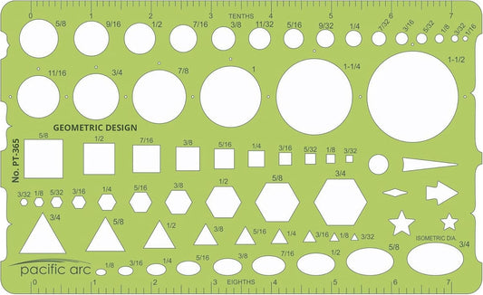 Pacific Arc - Template: Geometric Designer - Stencils for Drafting and Circle Drawing - Professional or School Work. - 4.875" x 8"