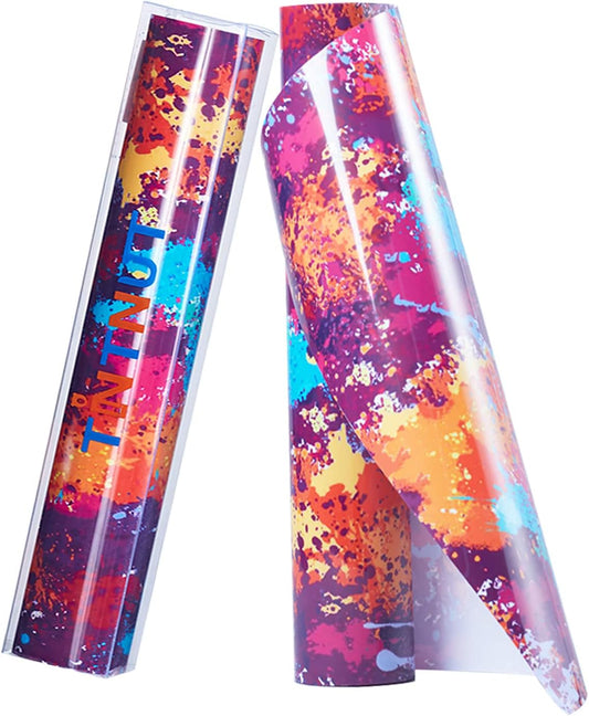 Tintnut Splash Heat Transfer Vinyl Roll - 12 Inch x 5ft Dark Red Watercolor Ink Patterned HTV Splatter Iron On Vinyl DIY T-Shirts Hats Clothes Canvas Bags