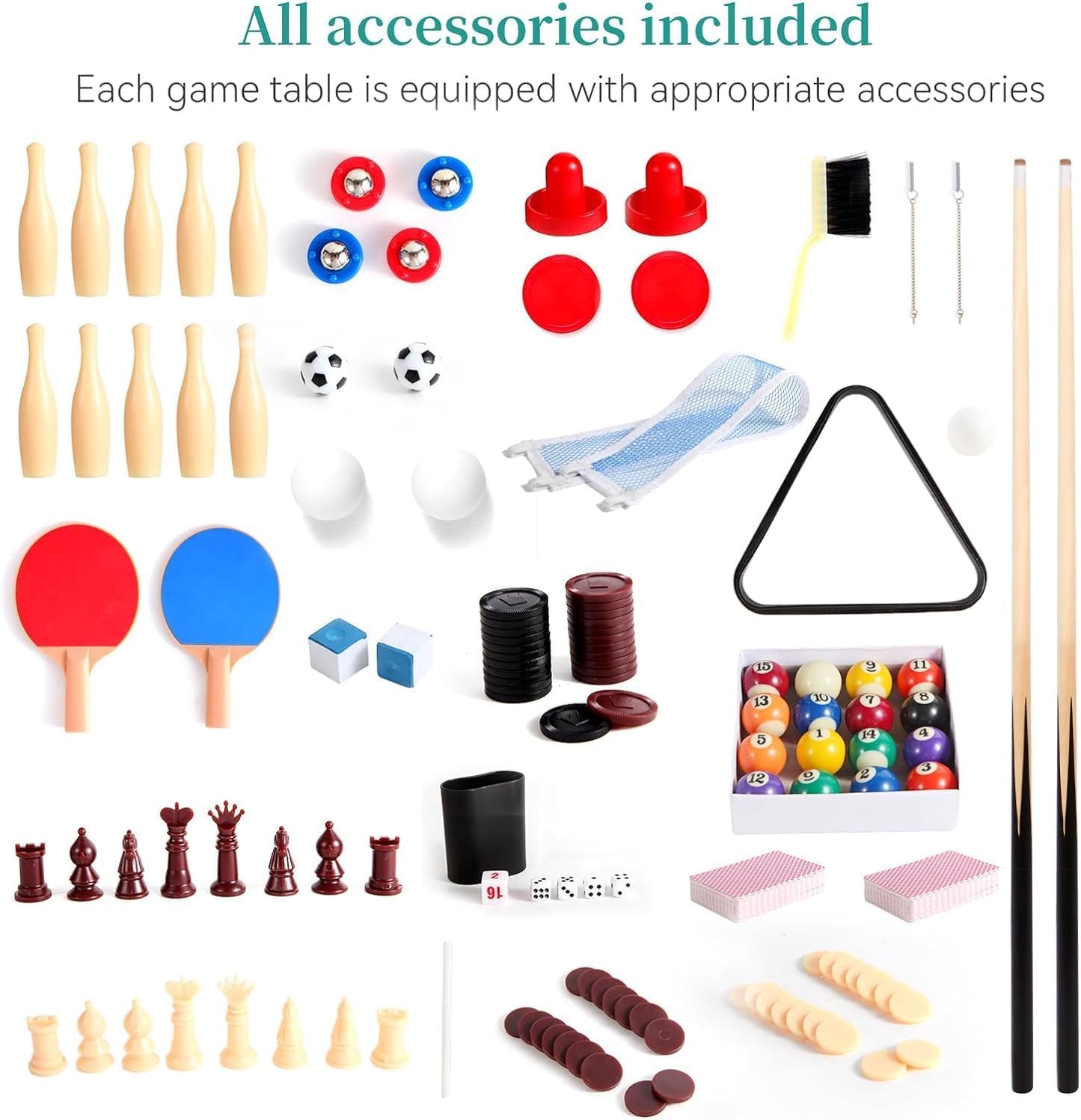 12-in-1 Game Table - 48" Combo Game Table, Ping Pong Table, Foosball Table, Air Hockey Table, Pool Table - Sports Arcade Games with Accessories - Ideal for Game Rooms and Family Game Nights!