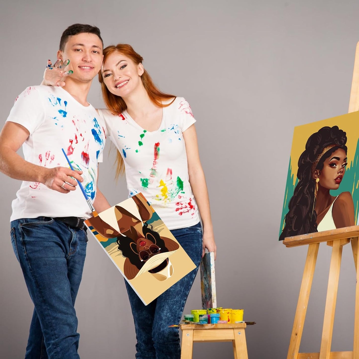 Zhanmai 12 Pack Pre Drawn Canvas for Painting Sip and Paint Kit 8" x 10" Paint Party Set Canvas Painting Pre Printed Canvases for Party Favor DIY Virtual Adult's Date Night(Adult Couples)