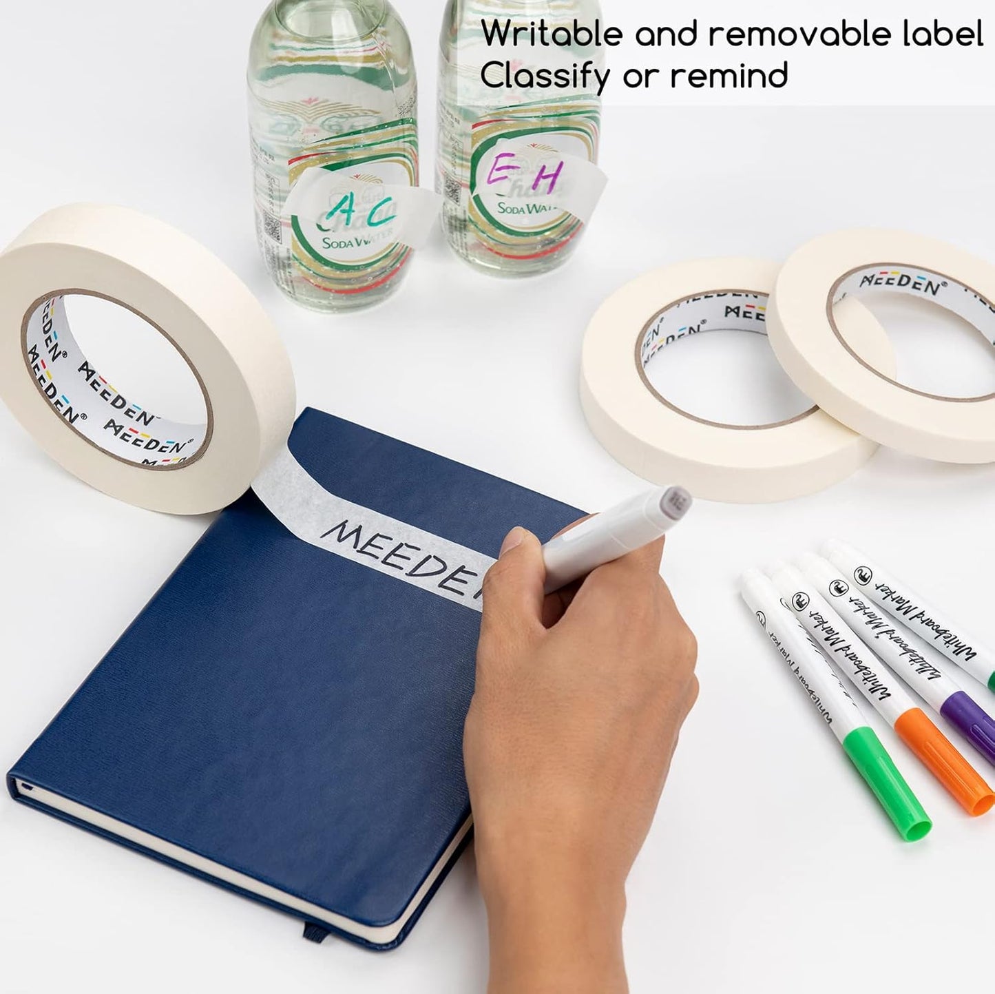 MEEDEN 6 Packs White Artist Tape, 0.5" 0.75" 1.0" x 60 Yard, Multi-Sized Masking Art Tape, Acid-Free Painters Tape for Painting Drafting Canvas Framing, General Purpose for Craft, Office, School