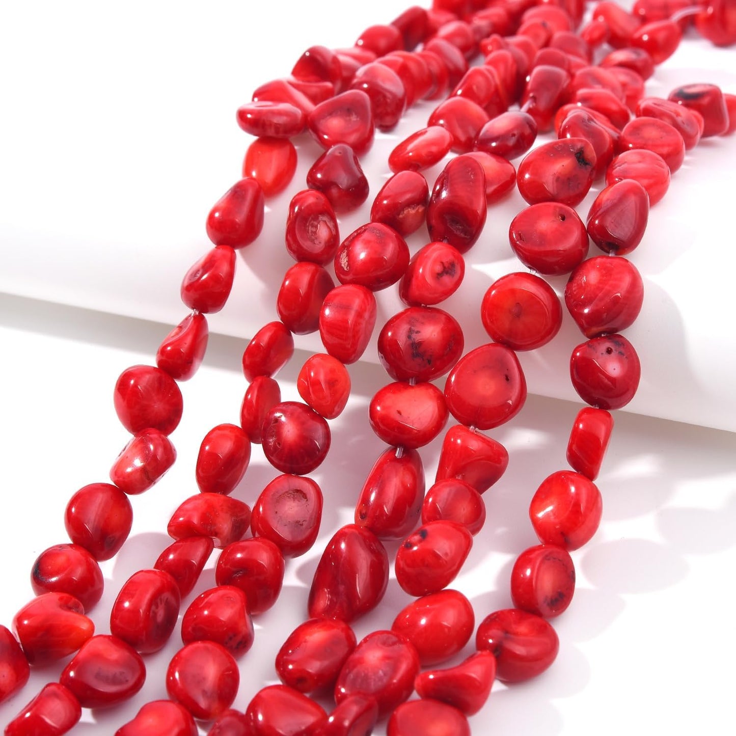 Red Coral Pebble Nugget Oval Free Tumbled Stone 8-10mm Natural Gemstone Loose Beads Approx 15.5 inch for DIY Jewelry Making
