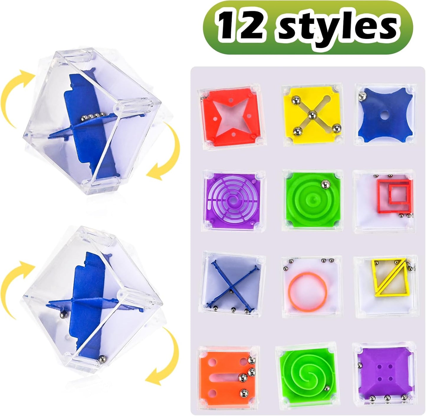 GOLDGE 24 Pcs Balance IQ Maze Game Toy Set - Mini 3D Brain Maze Puzzle Cubes in a Box. Fun Party Favor Games and Ideal Prizes for Kids and Adults (24 Pcs)