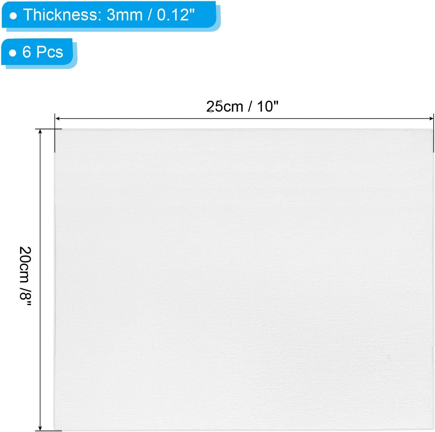 PATIKIL 8x10 Canvas Boards for Painting, 6 Pack 100% Cotton Square Triple Primed Stretched Blank Art Canvas Panel Bulk Thin for Acrylic, Oil, Tempera Paints, White