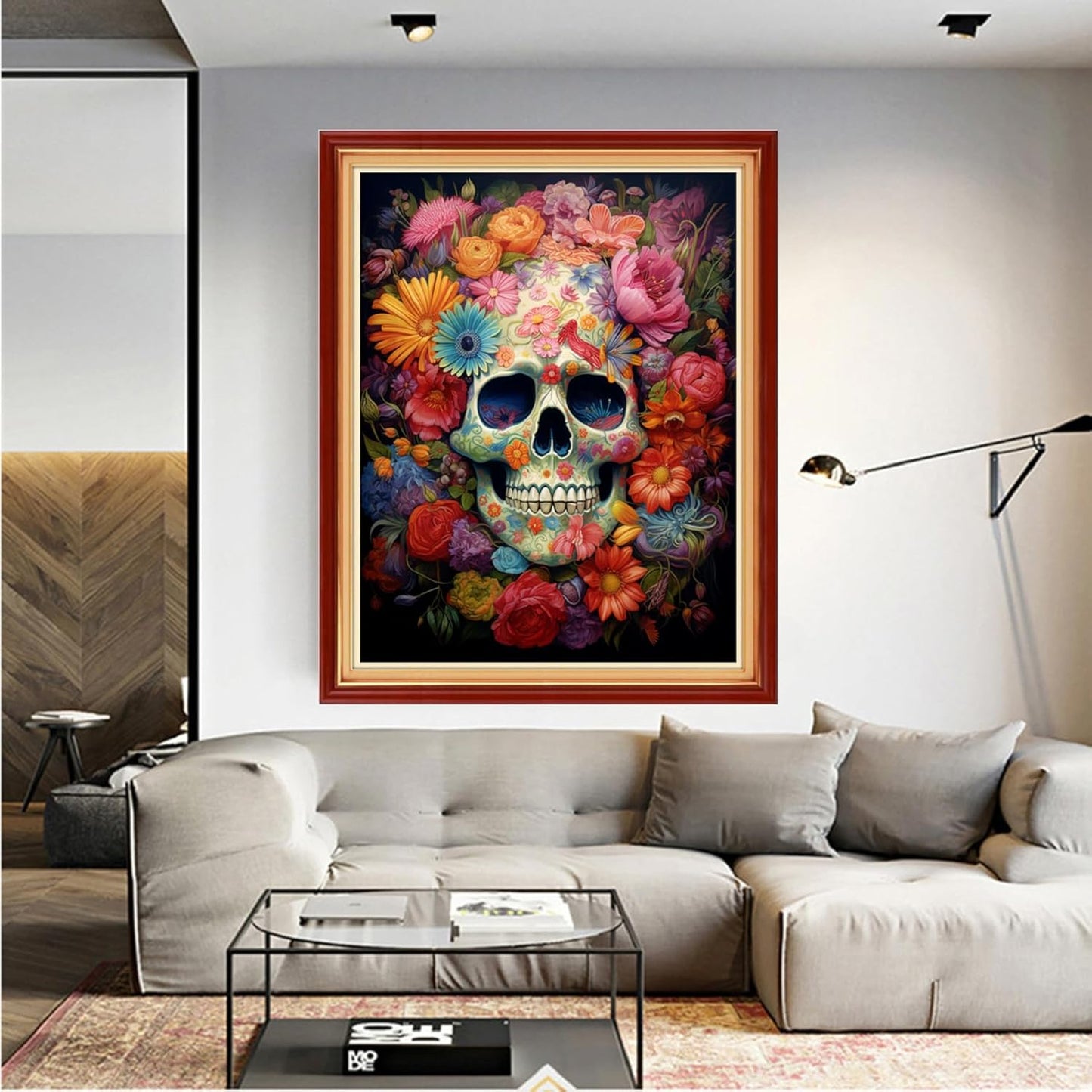 Dooxvey Cross Stitch Kits for Adults Beginners,Full Range of Cross-Stitch Stamped Kits Needlepoint Kits for Beginners Embroidery Kits 11CT Cross Stitch Patterns-Skeleton Flower 16x20 inch