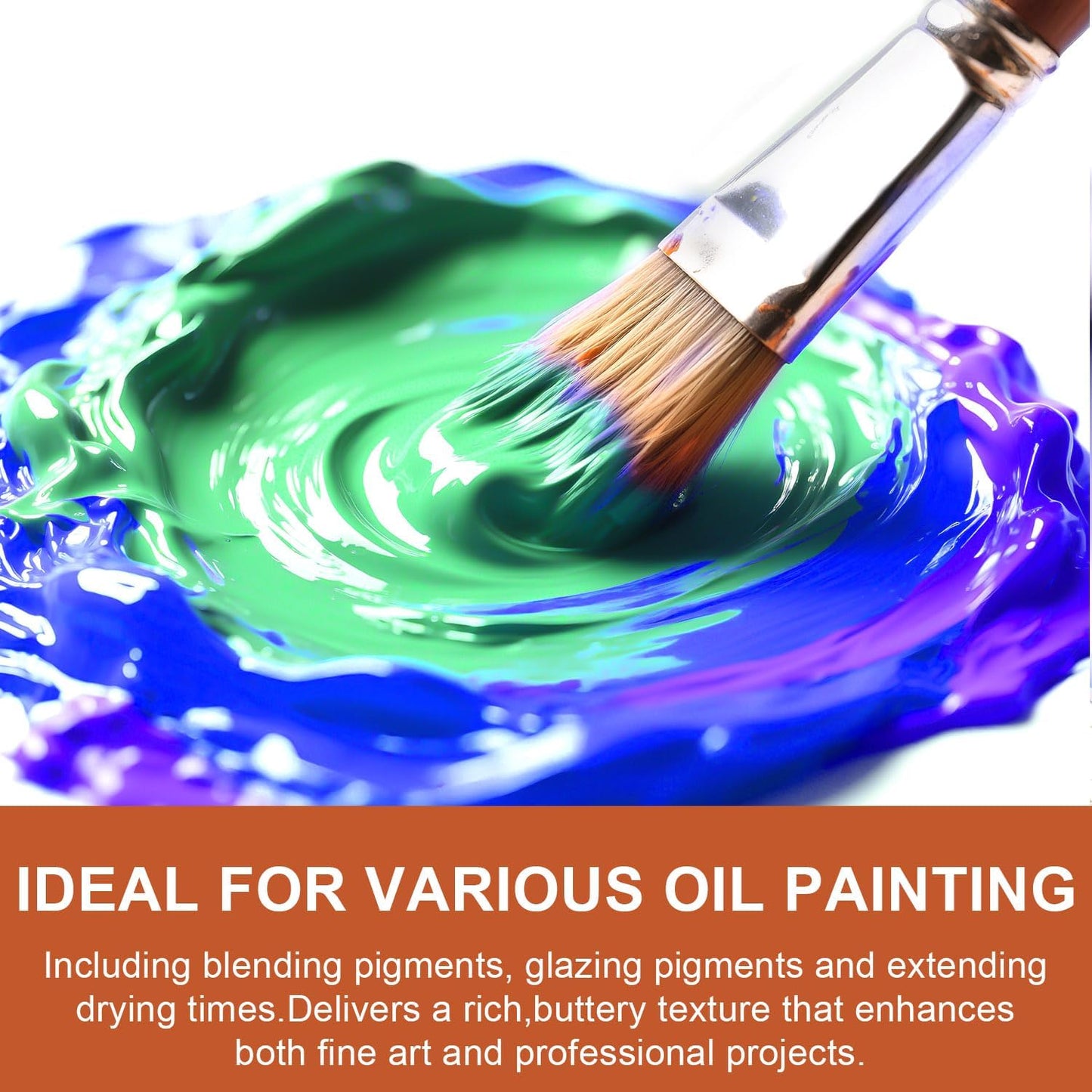 JOFOOK Refined Linseed Oil Medium for Oil Paintings,550ml/18.6oz Linseed Oil for Oil Based Paint,Artists' Paint Thinner with a Painting Knife and Paintbrush,Enhance Flow & Translucency Thinning Oil