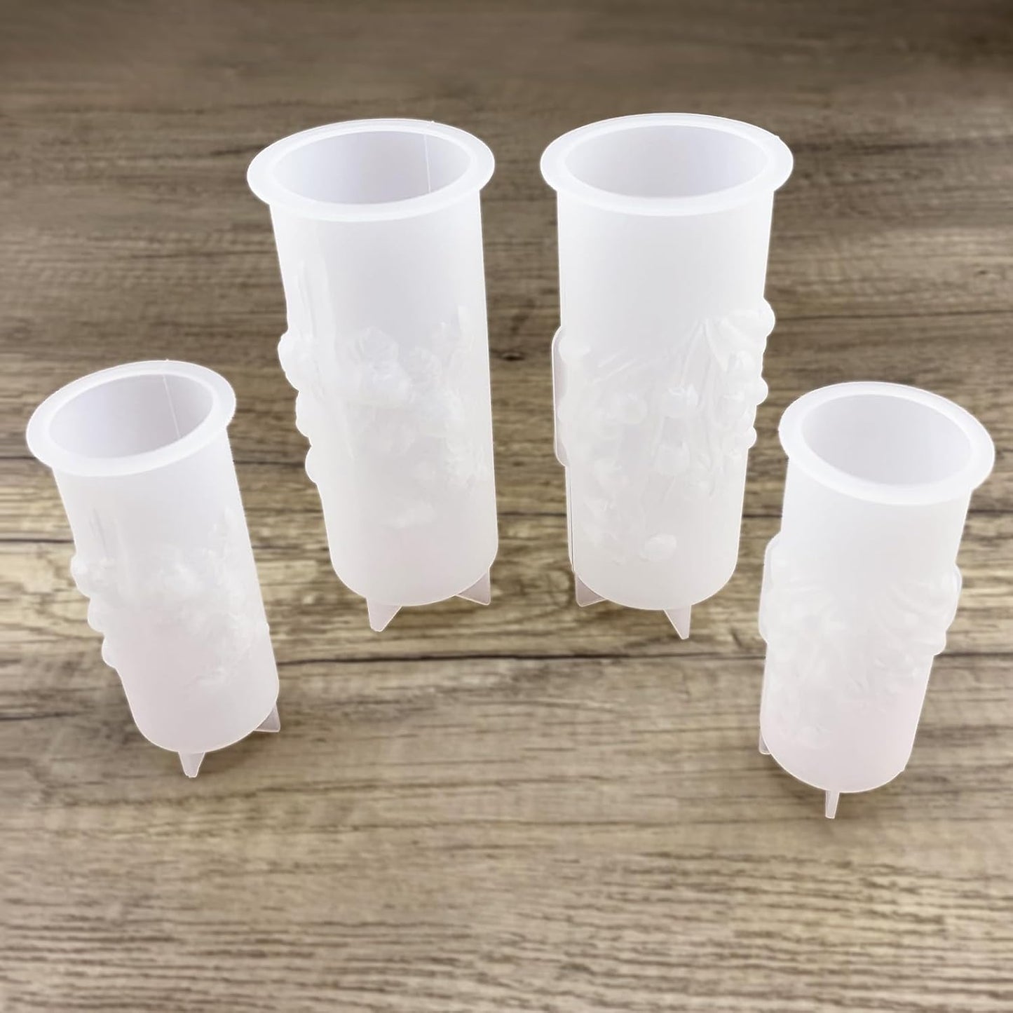 Flower Pillar Candle Molds 4pcs Rose Lily of The Valley Cylinder Silicone Molds for Candle Making Soaps Resin Clay Decoration Crafts DIY (Style -1)