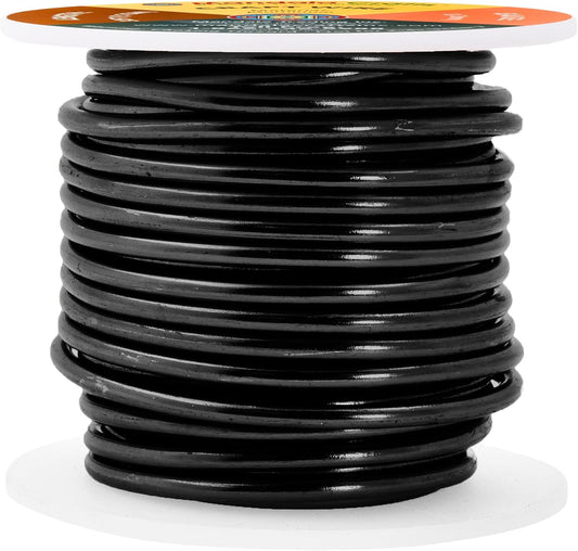 Mandala Crafts 8 Gauge Anodized Aluminum Craft Wire for Jewelry Making - 32 FT Colored Flexible Black Wire - Bendable for Bonsai Armature Crafting Sculpting