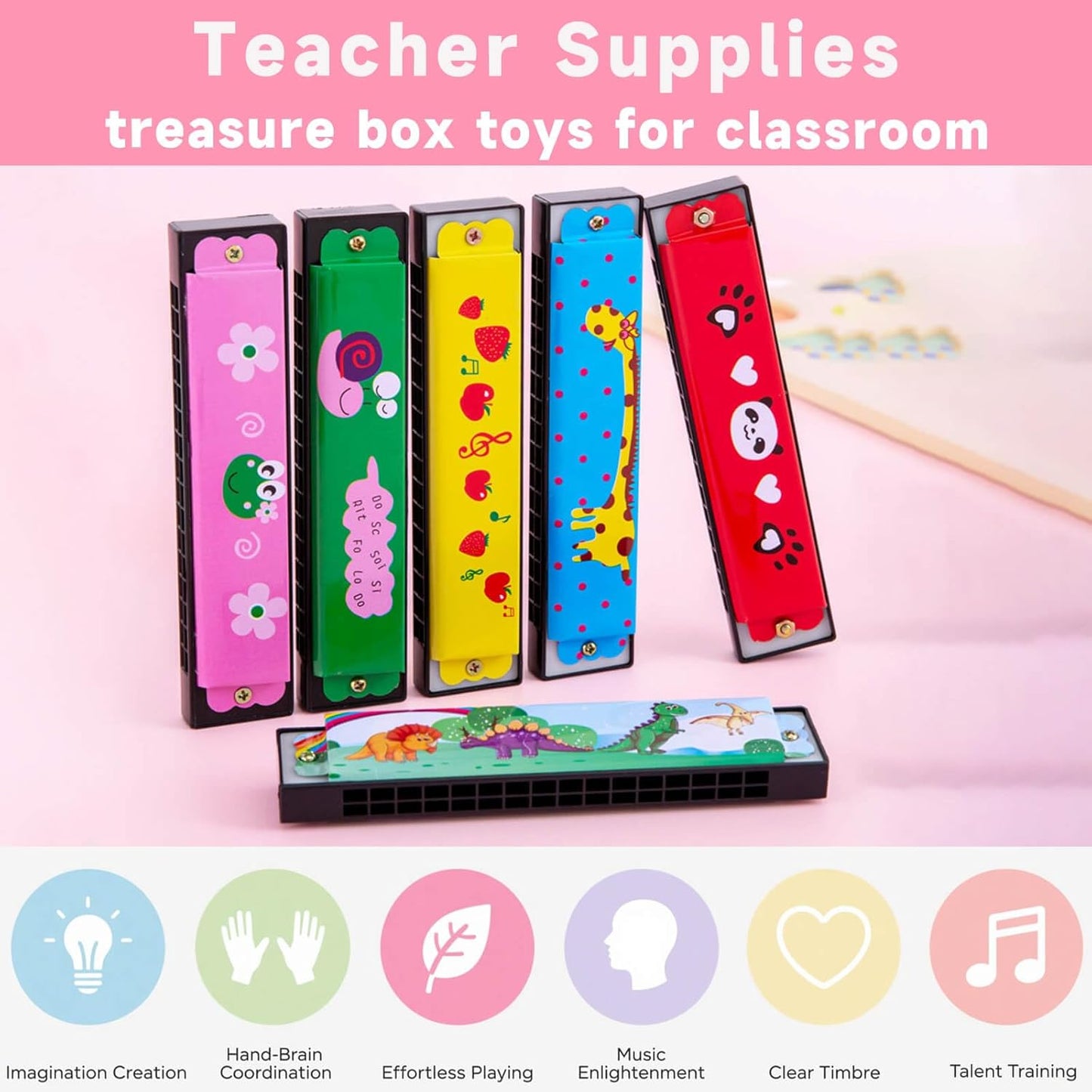 24 Pcs Kids Harmonicas Bulk - Birthday Party Favors Return Gifts for Kids 4-8 8-12 Year Old Boys Girls | Goodie Bags Stuffers for Toddlers, Music Toys & Gift Bag Fillers