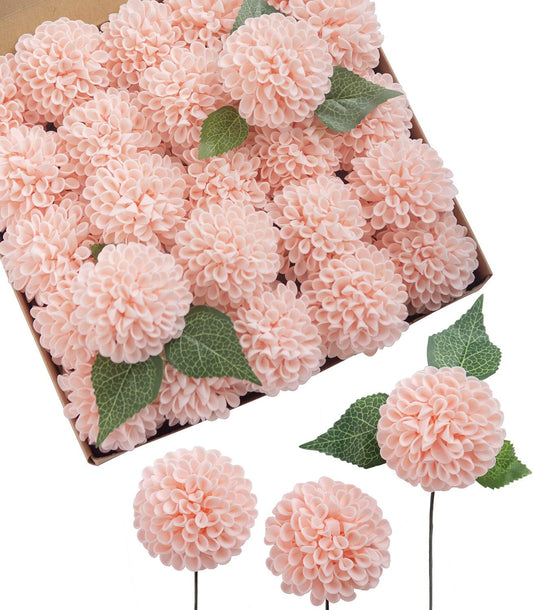 Ling's moment Blush Dahlia Foam Artificial Flowers Real Touch Faux Fake Flower for Home Decor Graduation Baby Shower Decorations Outdoors Party Favors Wedding Gifts Centerpieces Arrangements 25pcs