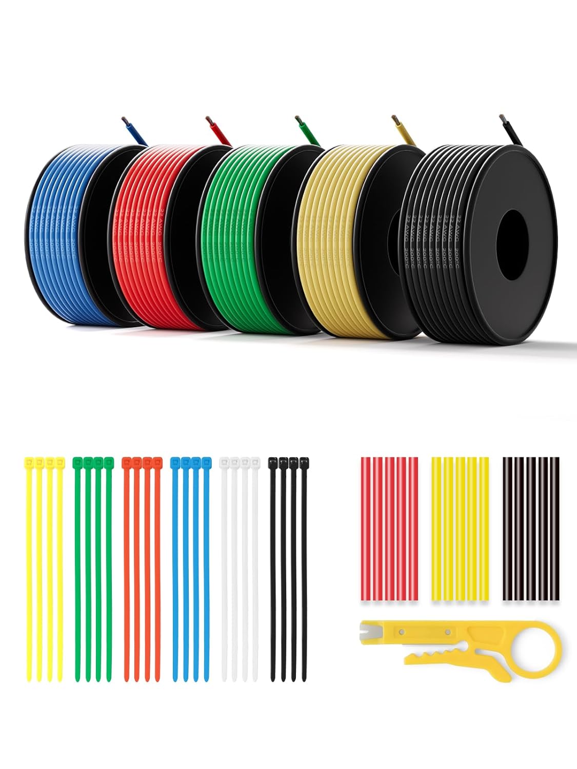 22 AWG Silicone Wire Kit 150FT, 22 Gauge Stranded Tinned Copper Wire Spool, 5 Colors 30FT Each,Flexible Electrical Wire for DIY, Automotive, LED, Arduino, Battery Projects