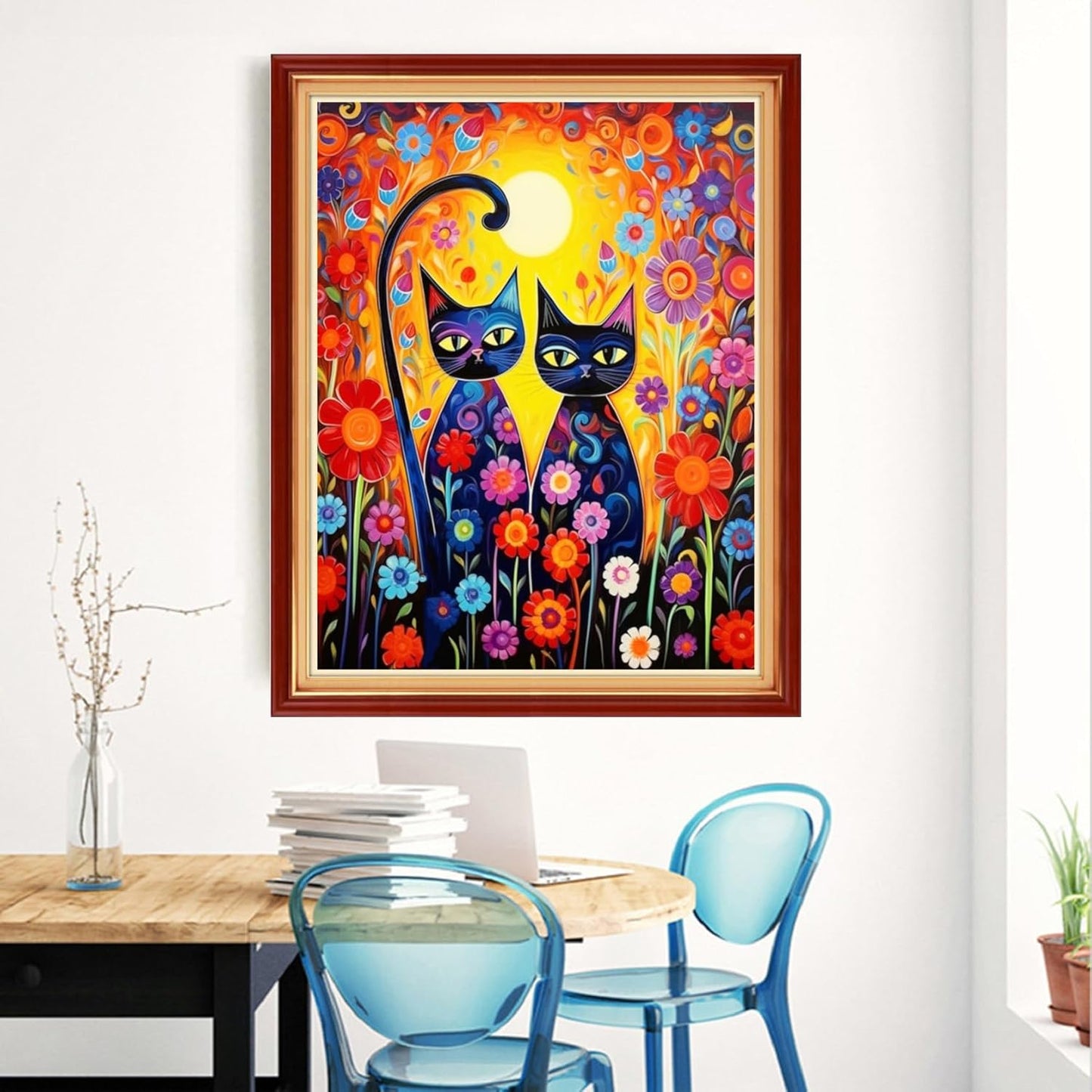 Magxvouy Cross Stitch Kits Stamped Full Range of Embroidery Kits,Cross Stitch Patterns Needlework Kits for Beginners 11CT Printed Kits&Magical Cat 16x20 inch