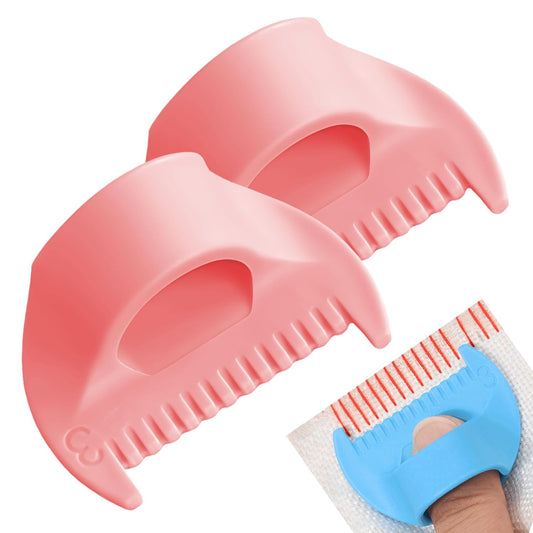 2 PCS 3mm Edge Lock Seam Guide, Mini Sewing Finger Ruler for Hand Sewing, DIY Sewing Kit Tool, Sewing Needle Gauge Measuring Guide, Pink