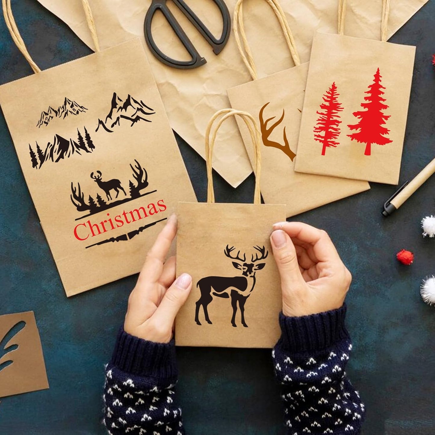 Small Stencils for Painting on Wood Reusable, 3 Inch Reusable Stencil for Craft Ornament Paint Template Stencils for Wall Card Rock Wood Signs Coasters Canvas Home Decor (Animal Deer)