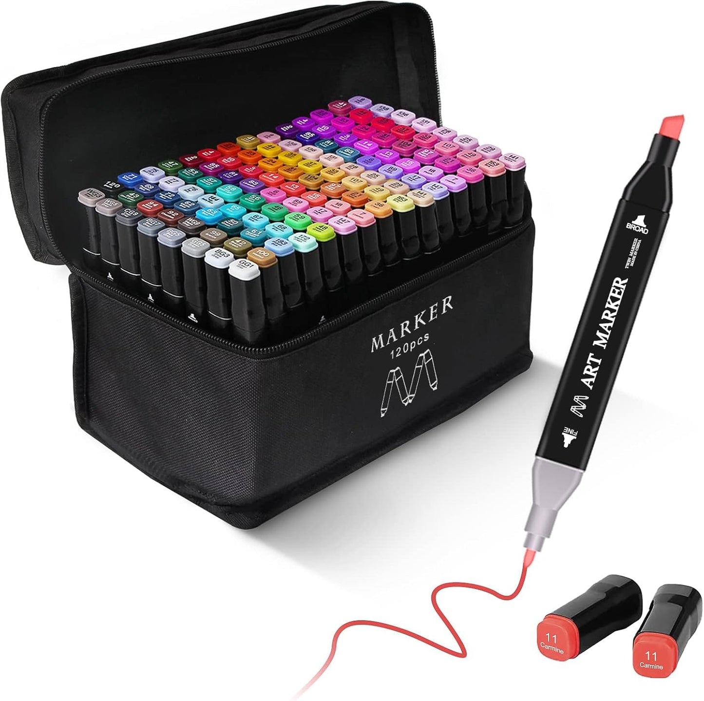 Banral 120 Colors Alcohol Markers, Premium Dual Tip Alcohol Based Art Markers Set for Adult Kids Coloring Drawing Sketching Permanent Brush Markers, Sketch Artists Markers Pens with Carry Case