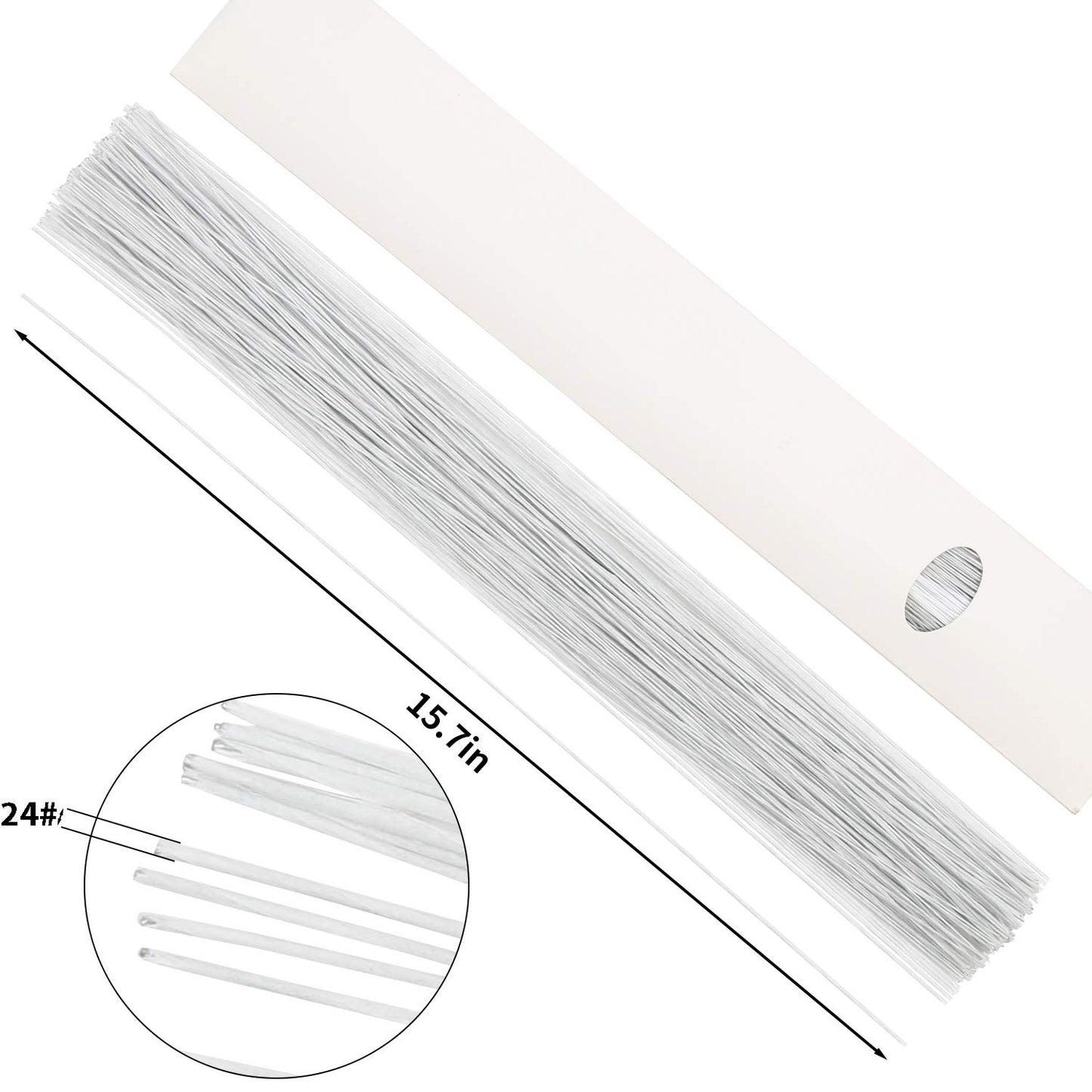 CCINEE 24 Gauge White Floral Wire Stem for Flower Arrangement Craft Supply,16 Inch,200PCS