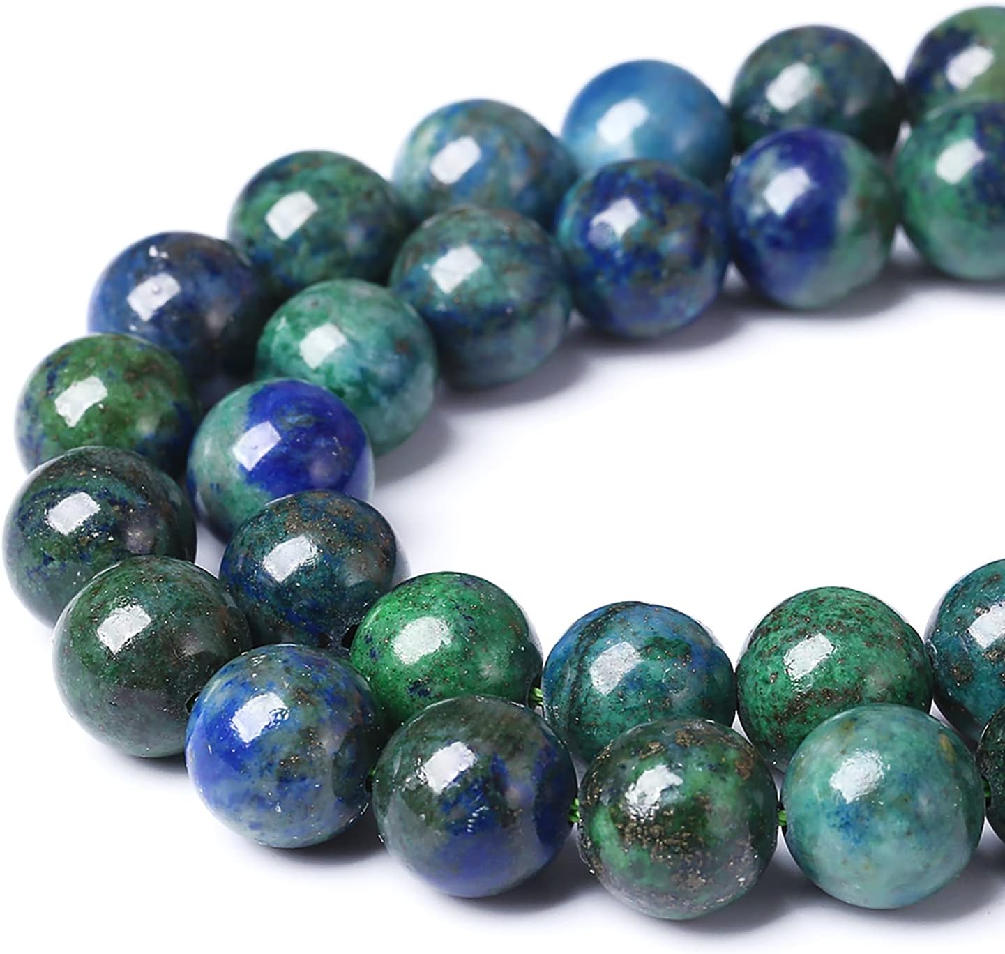 4mm 90pcs Natural Gemstone Beads Lapis Lazuli Chrysocolla Phoenix Stone Round Loose Beads for Jewelry Making DIY Bracelet Necklace (Lapis Lazuli Chrysocolla, 4mm)