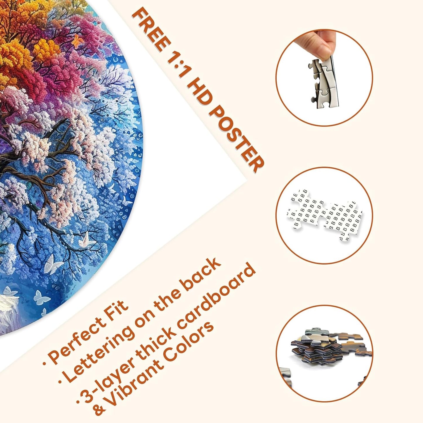 masseruon Round Puzzles for Adults 1000 Pieces-Tree of Life Puzzle-26.6x26.6in Jigsaw Puzzles with HD Matte Finish-Hard Impossible Difficult for Adult-Challenging Gift for Puzzle Lovers