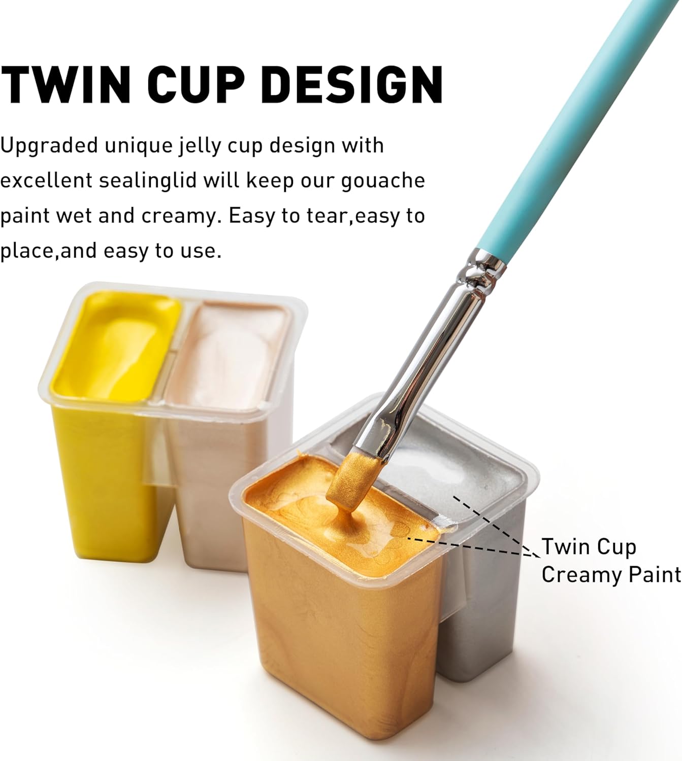 HIMI Metallic Jelly Gouache Paint Set, 12 Colors 12g, Jelly Cup Design, Travel carry, Gouache Paint Non Toxic for Canvas and Paper, Art Supplies for Professionals and Beginner