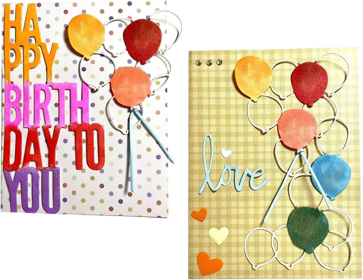 Mvchifay Cutting Dies for Card Making Metal Die-Cuts Scrapbooking Tool Hollow Frame DIY Craft Punch Template Embossing for Paper Album Decor (Happy Birthday Ballon-4.7x5.7in)