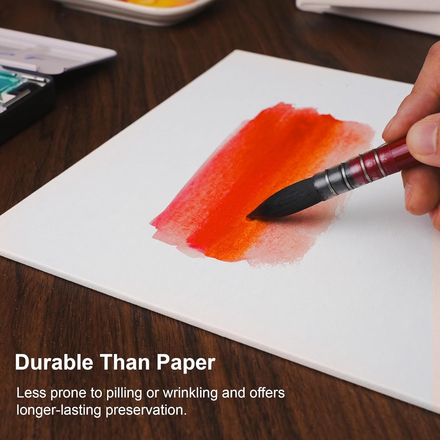 PHOENIX Watercolor Canvas Boards for Painting - 11x14 Inch/6 Pack, 100% Cotton Water Color Canvas Panels, 8 Oz. / 260g White Blank Medium Texture Flat Canvases for Water Based Paints